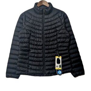 32 Degrees Heat Ultra Light Down Jacket Womens Size S Black Zip Pockets Full Zip